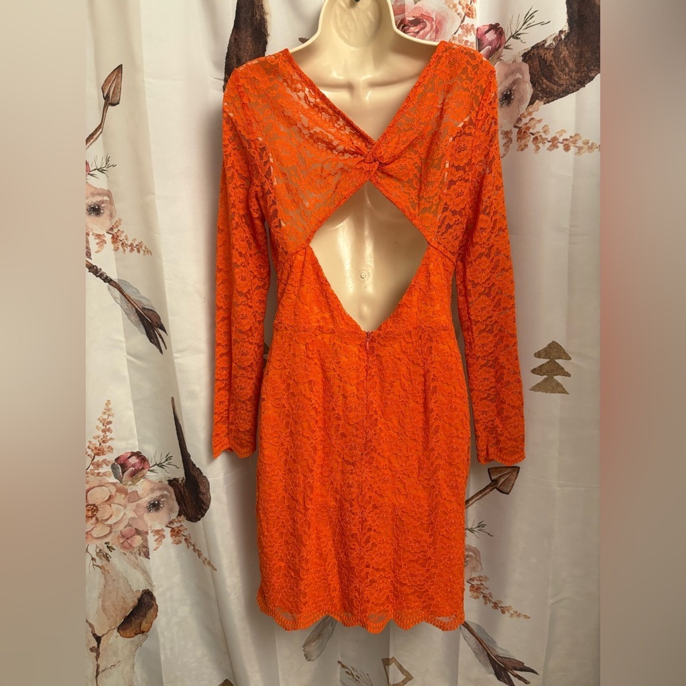 New Topshop size 10 Elegant Orange Lace Dress​ - Picture 2 of 10